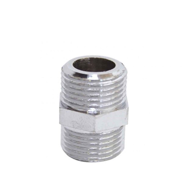 Casquilho Duplo Redução Latão 1/2" X 3/8" M/M Cromado