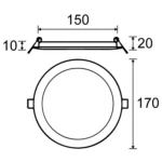 Downlight/Foco de Encastrar Led Slim Redondo 12W 3000K DN150 BR - Image 3