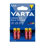 Pilha Alcalina AAA LR03 1,5V Longlife Max Power 4703 Varta (4UN)